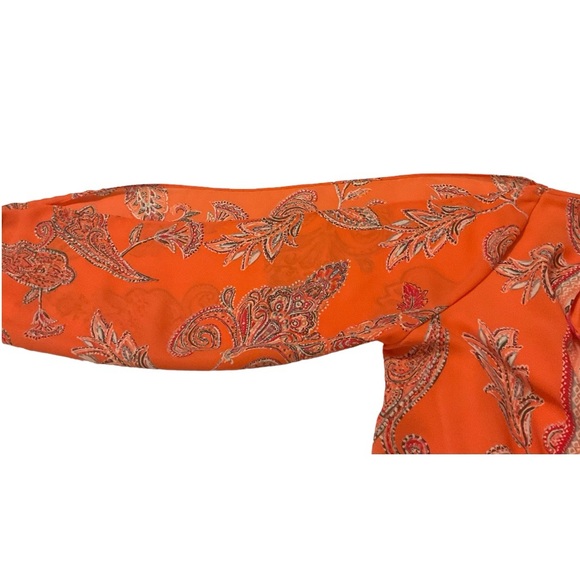 Cato Orange Floral Paisley Long Sleeve Women's Mini Dress - Size L - Picture 6 of 11